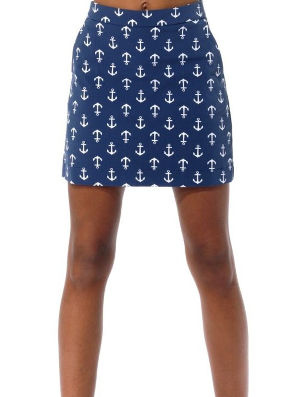 MDC Anchor Print Golf Skort Navy Stretch Pull On Tennis Active Women's 34/US 2
